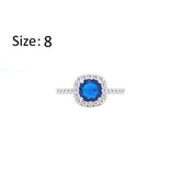 Asfour Crystal Halo Ring With Blue Square Design In 925 S-RM0147-B-8