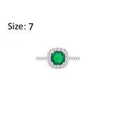 Asfour Crystal Halo Ring With Emerald Green Square Design In 925 S-RM0147-G-7