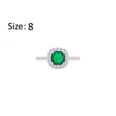 Asfour Crystal Halo Ring With Emerald Green Square Design In 925 S-RM0147-G-8