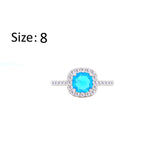 Asfour Crystal Halo Ring With Aquamarine Square Design In 925 S-RM0147-M-8