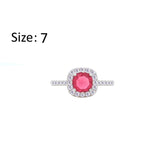 Asfour Crystal Halo Ring With Ruby Square Design In 925 S-RM0147-R-7