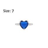 Asfour Crystal Fashion Ring With Blue Heart Design In 925 Sterling Silver-RM0149-B-7