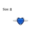 Asfour Crystal Fashion Ring With Blue Heart Design In 925 Sterling Silver-RM0149-B-8