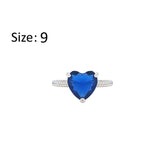 Asfour Crystal Fashion Ring With Blue Heart Design In 925 Sterling Silver-RM0149-B-9