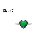 Asfour Crystal Fashion Ring With Emerald Green Heart Design In 925 Sterling Silver-RM0149-G-7