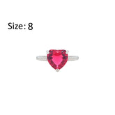 Asfour Crystal Fashion Ring With Ruby Heart Design In 925 Sterling Silver-RM0149-R-8