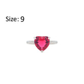 Asfour Crystal Fashion Ring With Ruby Heart Design In 925 Sterling Silver-RM0149-R-9