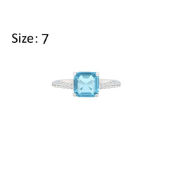 Asfour Creations Fashion Ring With Aquamarine Square Design In 925 Sterling Silver – Size 7 – RM0150-M-7