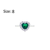 Asfour Crystal Halo Ring With Emerald Green Heart Design In 925 Sterling Silver-RM0151-WG-8