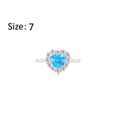 Asfour Crystal Halo Ring With Aquamarine Heart Design In 925 Sterling Silver-RM0151-WM-7