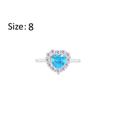 Asfour Creations Halo Ring With Aquamarine Heart Design In 925 Sterling Silver – Size 8 – RM0151-WM-8