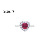 Asfour Crystal Halo Ring With Ruby Heart Design In 925 Sterling Silver-RM0151-WR-7