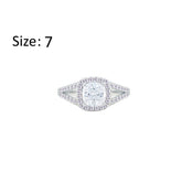 Asfour Crystal Split Shank Halo Ring With Zircon Square Design In 925 Sterling Silver-RM0153-7