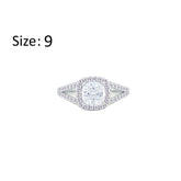 Asfour Crystal Split Shank Halo Ring With Zircon Square Design In 925 Sterling Silver-RM0153-9