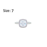 Asfour Crystal Halo Ring With Zircon Square Design In 925 Sterling Silver-RM0154-7