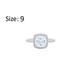 Asfour Crystal Halo Ring With Zircon Square Design In 925 Sterling Silver-RM0154-9