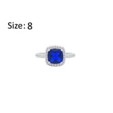 Asfour Crystal Halo Ring With Blue Square Design In 925 Sterling Silver-RM0154-B-8