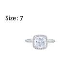 Asfour Crystal Halo Ring With Zircon Square Design In 925 Sterling Silver-RM0155-7
