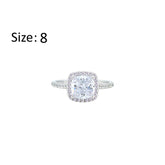 Asfour Crystal Halo Ring With Zircon Square Design In 925 Sterling Silver-RM0155-8