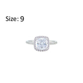 Asfour Crystal Halo Ring With Zircon Square Design In 925 Sterling Silver-RM0155-9