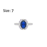 Asfour Crystal Fashion Ring With Blue Oval Design In 925 Sterling Silver-RM0156-B-7