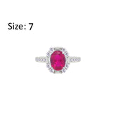 Asfour Crystal Fashion Ring With Fuchsia Oval Design In 925 Sterling Silver-RM0156-F-7