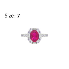 Asfour Creations Fashion Ring With Fuchsia Oval Design In 925 Sterling Silver – Size 7 – RM0156-F-7