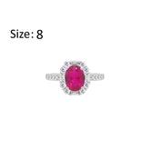 Asfour Crystal Fashion Ring With Fuchsia Oval Design In 925 Sterling Silver-RM0156-F-8