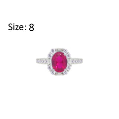 Asfour Creations Fashion Ring With Fuchsia Oval Design In 925 Sterling Silver – Size 8 – RM0156-F-8