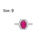 Asfour Crystal Fashion Ring With Fuchsia Oval Design In 925 Sterling Silver-RM0156-F-9