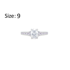 Asfour Creations Fashion Ring With Zircon Oval Design In 925 Sterling Silver – Size 9 – RM0157-9