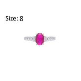 Asfour Crystal Fashion Ring With Fuchsia Oval Design In 925 Sterling Silver-RM0157-F-8