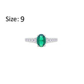 Asfour Crystal Fashion Ring With Emerald Green Oval Design In 925 Sterling Silver-RM0157-G-9