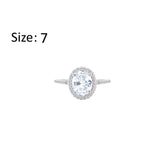 Asfour Crystal Halo Ring With Zircon Oval Design In 925 Sterling Silver-RM0158-7