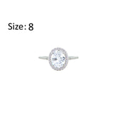 Asfour Crystal Halo Ring With Zircon Oval Design In 925 Sterling Silver-RM0158-8