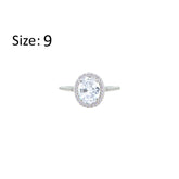 Asfour Crystal Halo Ring With Zircon Oval Design In 925 Sterling Silver-RM0158-9