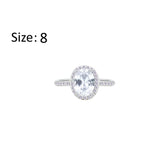 Asfour Crystal Halo Ring With Zircon Oval Design In 925 Sterling Silver-RM0161-8