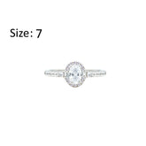 Asfour Crystal Halo Ring With Zircon Oval Design In 925 Sterling Silver-RM0162-7