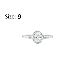 Asfour Crystal Halo Ring With Zircon Oval Design In 925 Sterling Silver-RM0162-9