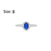 Asfour Crystal Halo Ring With Blue Oval Design In 925 Sterling Silver-RM0162-B-8