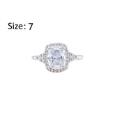 Asfour Crystal Halo Ring With Zircon Emerald Design In 925 Sterling Silver-RM0164-7