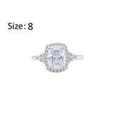 Asfour Crystal Halo Ring With Zircon Emerald Design In 925 Sterling Silver-RM0164-8