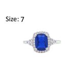 Asfour Crystal Halo Ring With Blue Emerald Design In 925 Sterling Silver-RM0164-B-7