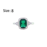 Asfour Crystal Halo Ring With Green Emerald Design In 925 Sterling Silver-RM0164-G-8