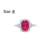 Asfour Crystal Halo Ring With Ruby Emerald Design In 925 Sterling Silver-RM0164-R-8