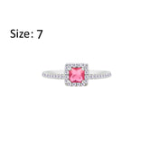 Asfour Crystal Halo Ring With Dark Rose Square Design In 925 Sterling Silver-RM0166-O5-7
