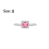 Asfour Crystal Halo Ring With Dark Rose Square Design In 925 Sterling Silver-RM0166-O5-8