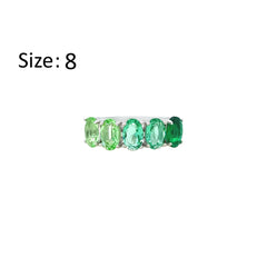 Asfour Creations Fashion Ring With Gradient Green Emerald Oval Stones In 925 Sterling Silver – Size 8 – RM0167-GXLG-8