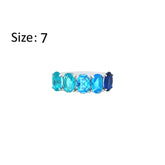 Asfour Crystal Fashion Ring With Blue & Gradient Aquamarine Oval Stones In 925 Sterling Silver-RM0167-MB-7