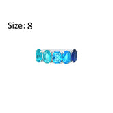 Asfour Crystal Fashion Ring With Blue & Gradient Aquamarine Oval Stones In 925 Sterling Silver-RM0167-MB-8